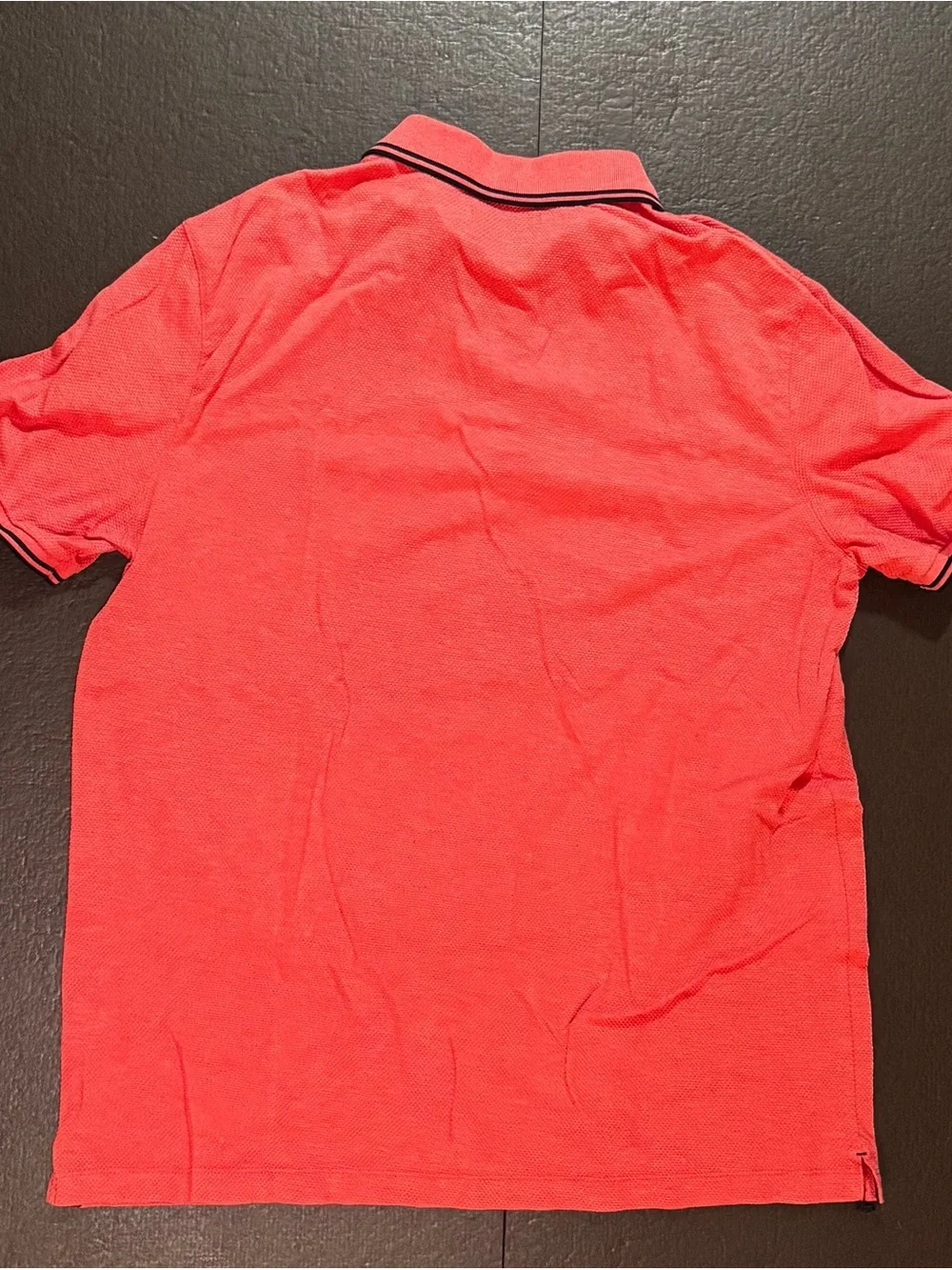 Banana Republic Men's Luxury Tou h Coral-Red Polo with Contrast Trim